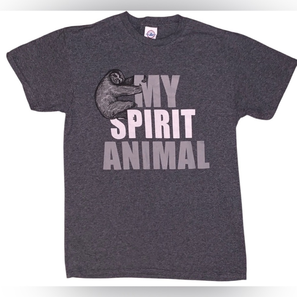 Sloth My Spirit Animal Grey Short Sleeve T-Shirt Sz S 🦥